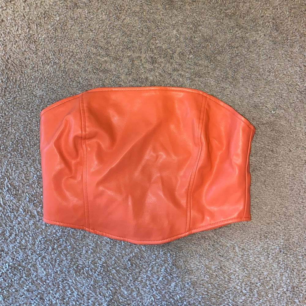 Kendall & Kylie Vegan Leather Strapless Tube Top